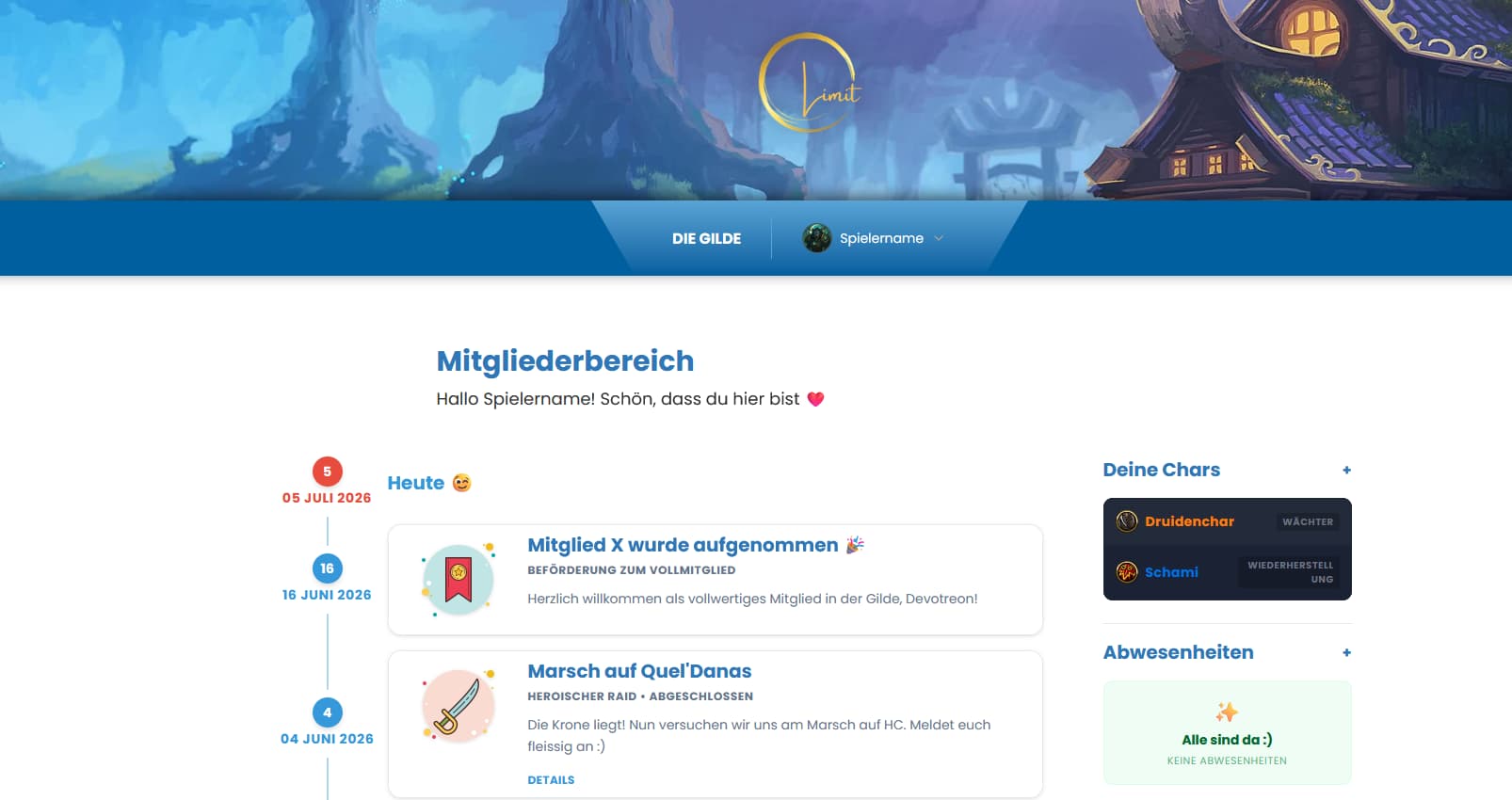 Limit Webseite und Discord Bot