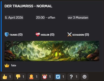 Screenshot der Raidplanung via Discord Bot